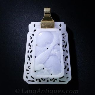 Double-Sided Light Lavender and Green  Jade Carving