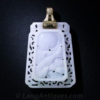 Double-Sided Light Lavender and Green  Jade Carving