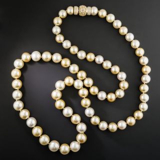 Double South Sea Pearl Strand with Diamond Clasp - 3