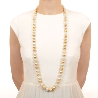 Double South Sea Pearl Strand with Diamond Clasp