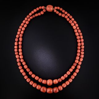 Double-Strand Coral Bead Necklace