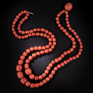 Double-Strand Coral Bead Necklace