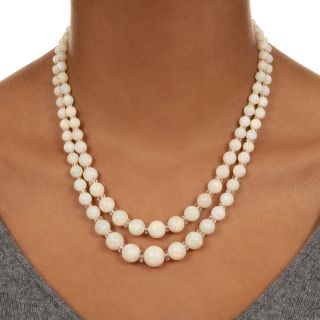 Double-Strand Opal Necklace with Rock Crystal Quartz Rondelles