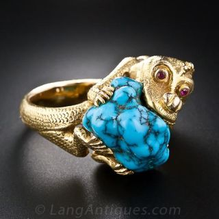 Dragon Eating Turquoise Ring