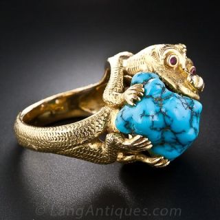 Dragon Eating Turquoise Ring