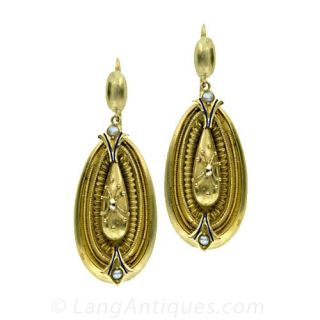Dramatic Antique Gold Pendant Earrings
