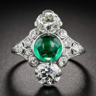 Dreicer & Co. Cabochon Emerald Art Deco Dinner Ring  