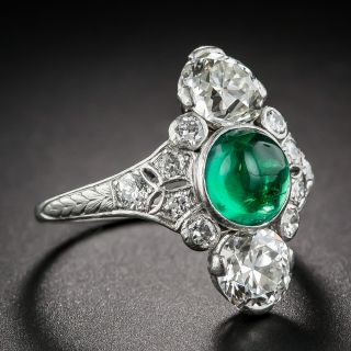 Dreicer & Co. Cabochon Emerald Art Deco Dinner Ring  