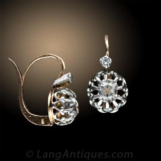 Drop Diamond Earrings, French, Circa 1900