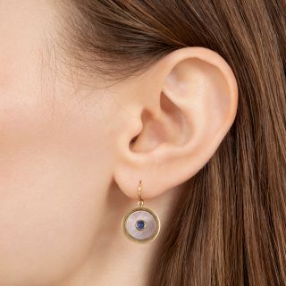 Dusky Mother-of-Pearl and Sapphire Drop Earrings