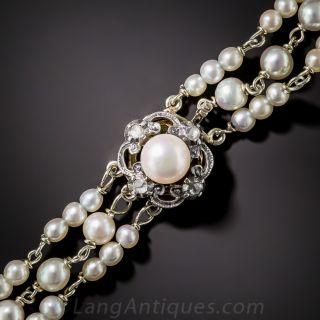 Dutch Natural Pearl Three-Strand Bracelet