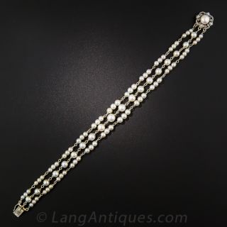 Dutch Natural Pearl Three-Strand Bracelet