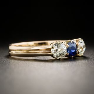 Dutch Three-Stone Sapphire Diamond Ring