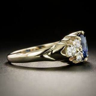 Early 1900s 1.23 Carat Ceylon Sapphire and Diamond Ring