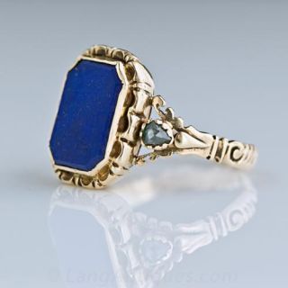 Early 19th Century Lapis and Diamnd Ring