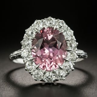 Early 20th Century 3.51 Carat Pink Tourmaline and Diamond Ring - 1