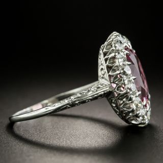 Early 20th Century 3.51 Carat Pink Tourmaline and Diamond Ring