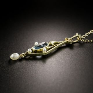 Early 20th Century Aquamarine and Pearl Necklace