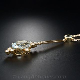Early 20th Century Aquamarine and Seed Pearl Necklace