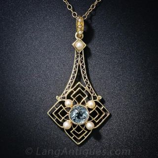 Early 20th Century Aquamarine Necklace - 2