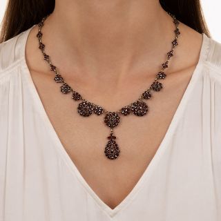 Early-20th Century Bohemian Garnet Cluster Necklace