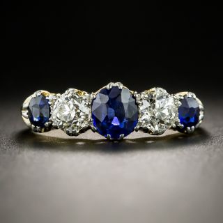 Early 20th Century British Sapphire Diamond Five-Stone Ring - 2