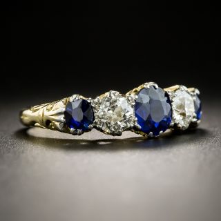 Early 20th Century British Sapphire Diamond Five-Stone Ring