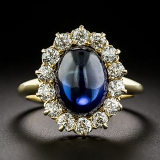 Early 20th Century Cabochon Sapphire* and Diamond Halo Ring - 2