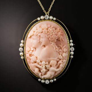 Early 20th Century Coral Cameo Pendant/Brooch - 2