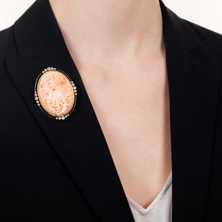 Early 20th Century Coral Cameo Pendant/Brooch