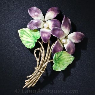 Early 20th Century Enameled Flower Brooch - 1