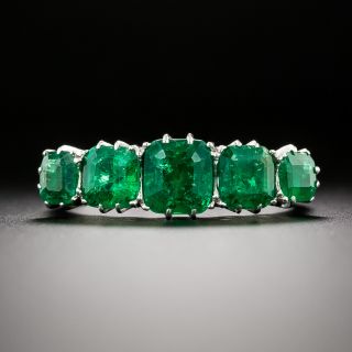 Early 20th Century Five Stone Emerald Ring - GIA  - 3
