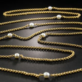  French 66-Inch 18K Chain with Natural Pearls - 2