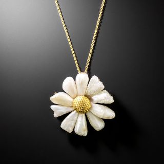  Early 20th Century Freshwater Pearl Daisy Necklace - 3