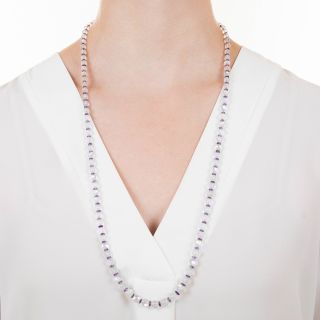 Early-20th Century Moonstone and Amethyst Bead Necklace 