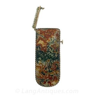 Early 20th Century Moss Agate Match Safe