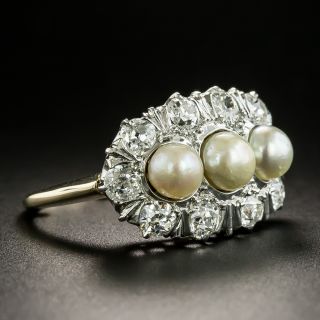 Early 20th Century Natural Pearl and Diamond Ring