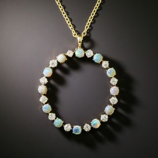 Early 20th Century Opal and Diamond Circle Pendant - 2