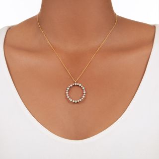 Early 20th Century Opal and Diamond Circle Pendant