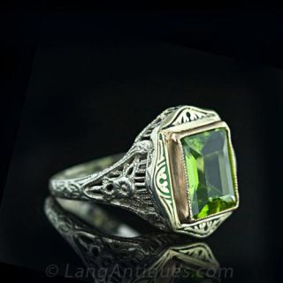 Early 20th Century Peridot and Enamel Ring