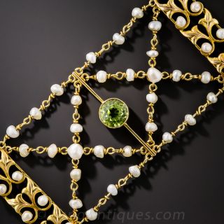 Early 20th Century Peridot and Pearl Bracelet - 2