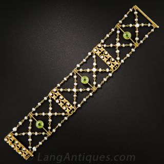 Early 20th Century Peridot and Pearl Bracelet