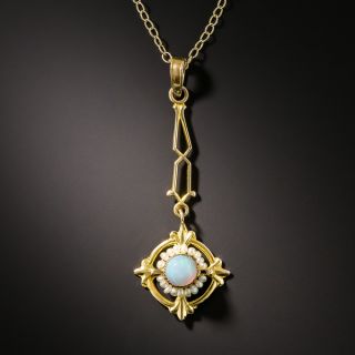 Early 20th Century Petite Opal and Pearl Pendant - 2