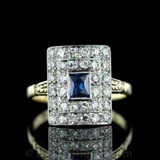 Early 20th Century Sapphire   Diamond Ring Main View
