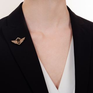 Early 20th Century Seed Pearl Winged Pin