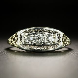 Early 20th Century Three-Stone Diamond Ring - 1