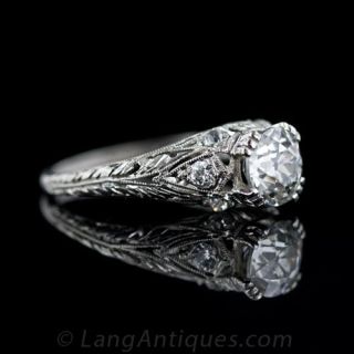 Early Art Deco .91 Carat Diamond Engagement Ring