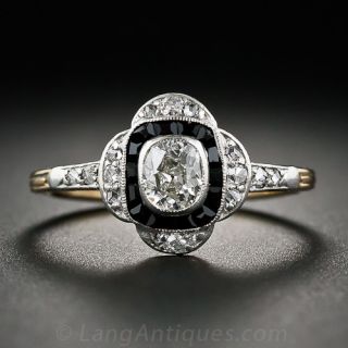 Early Art Deco Diamond and Onyx Ring