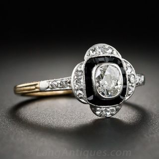 Early Art Deco Diamond and Onyx Ring