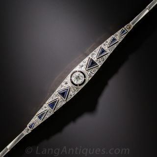 Early Art Deco Diamond and Sapphire Bracelet